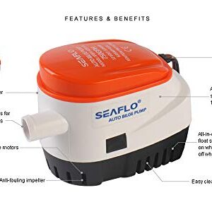 SEAFLO Automatic Submersible Boat Bilge Water Pump 12v Auto with Float Switch-New 750gph 4 Year Warranty!