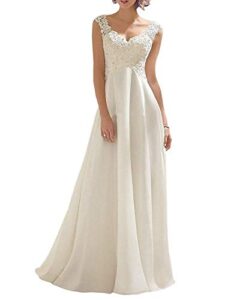 abaowedding women's wedding dress lace double v-neck sleeveless evening dress ivory us 24 plus
