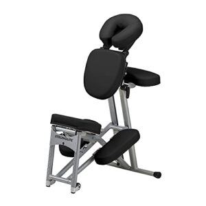 stronglite portable massage chair ergo pro ii - ultra-strong, lightweight, folding tattoo spa massage chair with wheels & carry case (600lbs working weight), aluminum, black