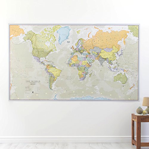 Maps International Giant World Map - Classic Large World Map Poster - Laminated - 46 (h) x 77.5 (w)