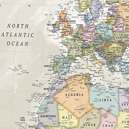 Maps International Giant World Map - Classic Large World Map Poster - Laminated - 46 (h) x 77.5 (w)