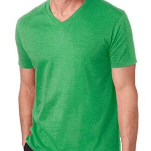 Gildan Men's Preshrunk HTHR V-Neck T-Shirt, Heather Irish Green, Medium