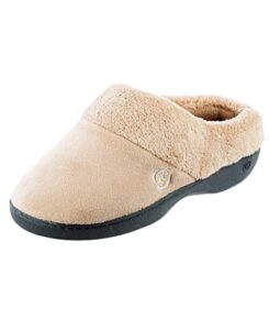 isotoner womens classic slippers, taupe, 7.5-8 us