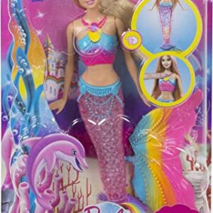 Barbie Dreamtopia Doll, Rainbow Lights Mermaid with Glimmering Light-Up Rainbow Tail, Headband and Blonde Hair