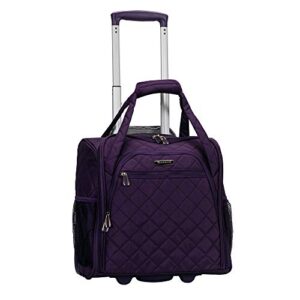 rockland melrose upright wheeled underseater carry-on luggage, purple, 15-inch