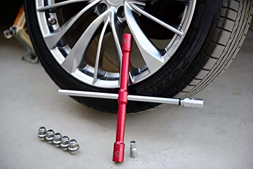 GTE TOOLS - LugStrong 26" Universal Compact Lug Wrench Set, Super-Strong Tire Iron & Lug Nut Remover - 2x more torque!  Never Get Stuck on the road again!