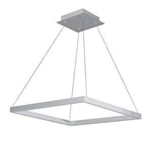 VONN VMC31620AL Atria 20" LED Chandelier, Adjustable Suspension Fixture, Modern Square Chandelier Lighting in Silver