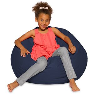 big comfy bean bag chair: posh large beanbag chairs with removable cover for kids, teens and adults - polyester cloth puff sack lounger furniture for all ages - 27 inch - solid navy blue