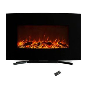 northwest wall-mounted electric fireplace – 10-color led flames with remote, adjustable brightness and heat, 36", black