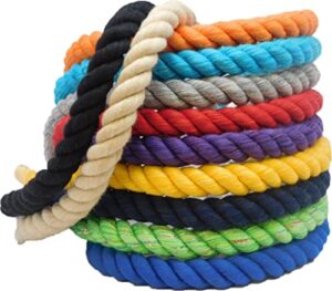 ravenox natural twisted cotton rope | (black)(1/2 inch x 10 feet) | made in the usa | strong triple-strand rope for sports, décor, pet toys, crafts, macramé & indoor outdoor use