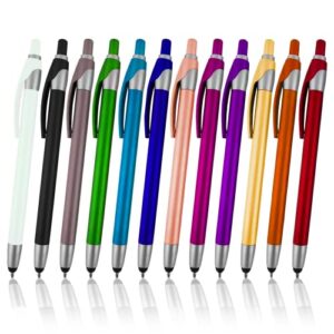 stylus for touch screens pen with ball point pen,for universal touch screen devices, for phones, ipads,tablets, iphone, samsung galaxy etc. assorted colors (metallic 12 pack)