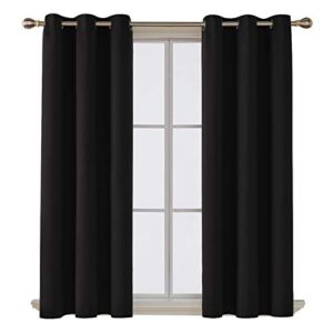 deconovo 100% blackout curtains solid room darkening thermal insulated grommet window black curtain living room, 42x63 inch,1 panel