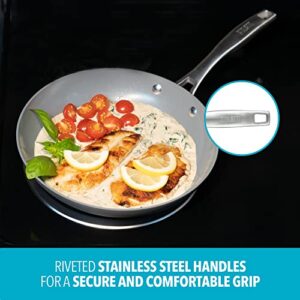 Bialetti 8" Ceramic Pro Non-Stick Hard Anodized Aluminum Frying Pan, Gray