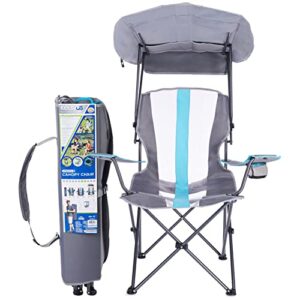 kelsyus original foldable canopy chair for camping, tailgates, and outdoor events, grey/light blue