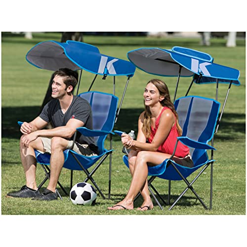 Kelsyus Original Foldable Canopy Chair for Camping, Tailgates, and Outdoor Events, Grey/Light Blue