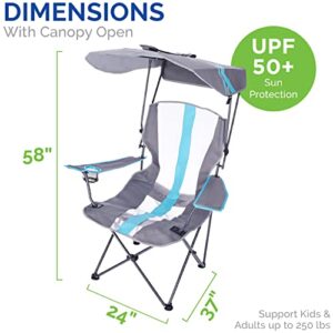 Kelsyus Original Foldable Canopy Chair for Camping, Tailgates, and Outdoor Events, Grey/Light Blue