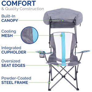 Kelsyus Original Foldable Canopy Chair for Camping, Tailgates, and Outdoor Events, Grey/Light Blue