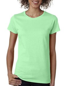 gildan women's heavy crewneck cap sleeve t-shirt, small, mint green