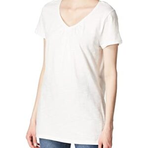 Hanes Women's Shirts, Slub Cotton Shirred V-Neck Tee, Cotton T-Shirts for Women, Women’s Tee Shirts