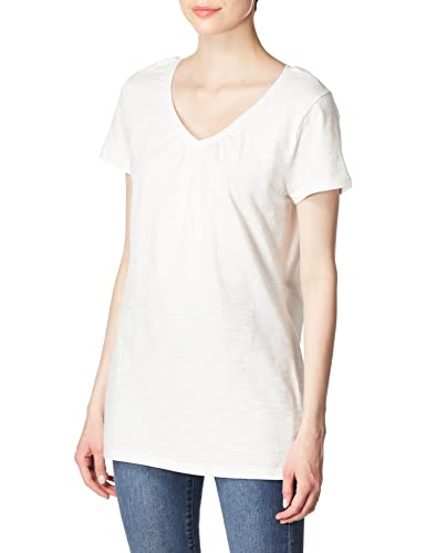 Hanes Women's Shirts, Slub Cotton Shirred V-Neck Tee, Cotton T-Shirts for Women, Women’s Tee Shirts