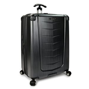 traveler's choice silverwood polycarbonate hardside expandable spinner luggage, brushed metal, checked-large 30-inch