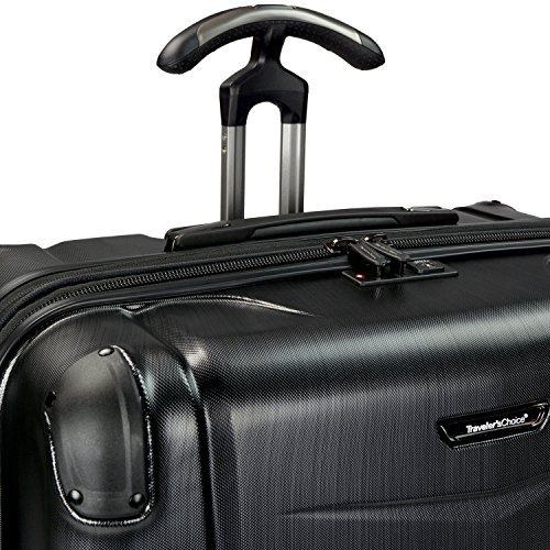 Traveler's Choice Silverwood Polycarbonate Hardside Expandable Spinner Luggage, Brushed Metal, Checked-Large 30-Inch