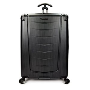 Traveler's Choice Silverwood Polycarbonate Hardside Expandable Spinner Luggage, Brushed Metal, Checked-Large 30-Inch