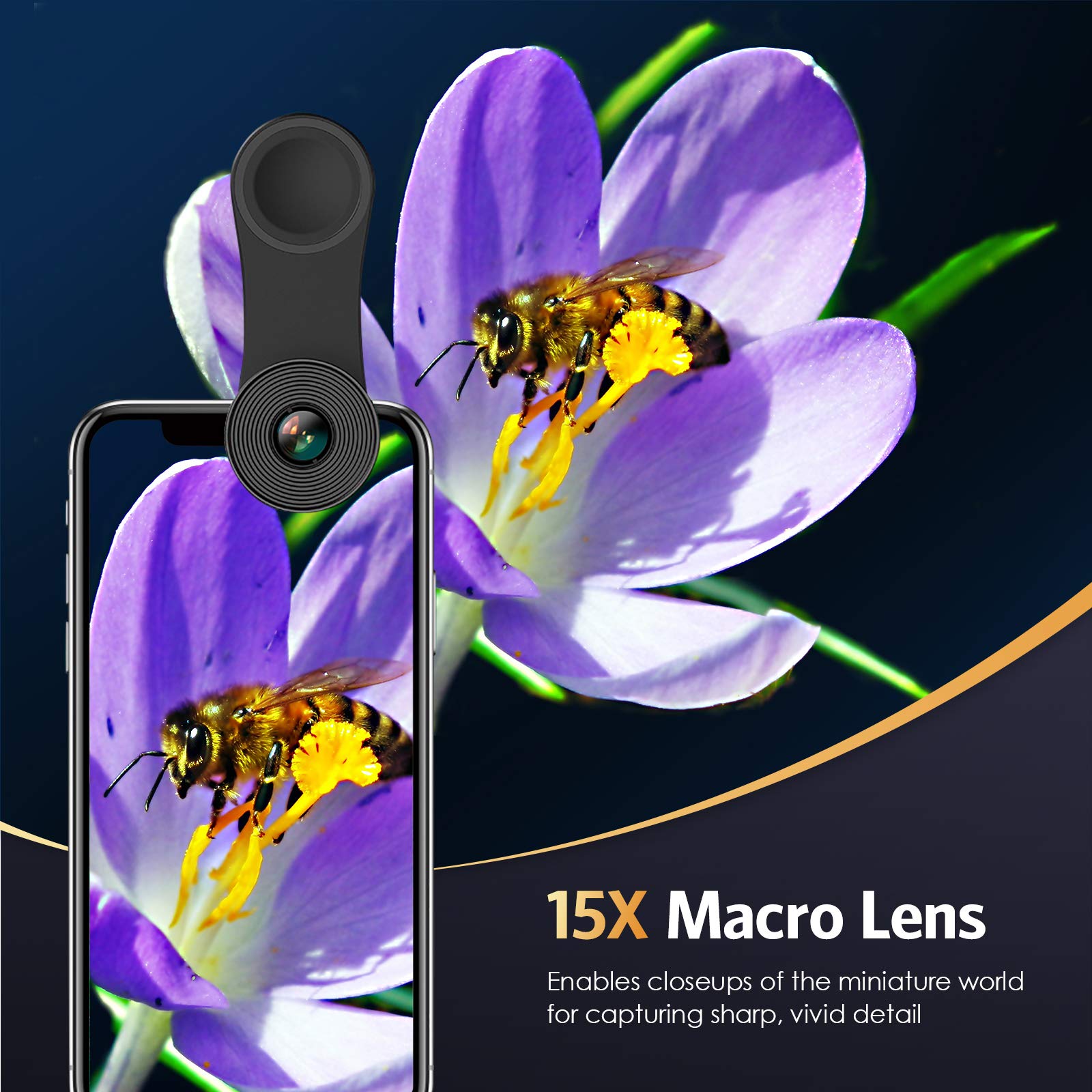 Criacr Phone Camera Lens, 0.4X Wide Angle Lens, 180 Fisheye and 10X Macro Lens (Screwed Together), Clip on Cell Phone Lens Compatible with iPhone, Smartphones, Gifts Ideal