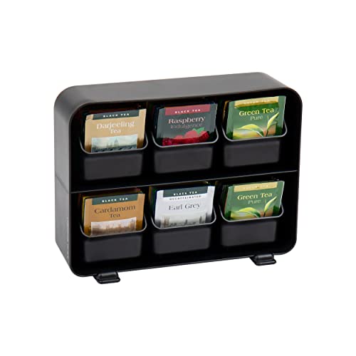 Mind Reader 6 Drawer Tea Bag Holder and Organizer, Black