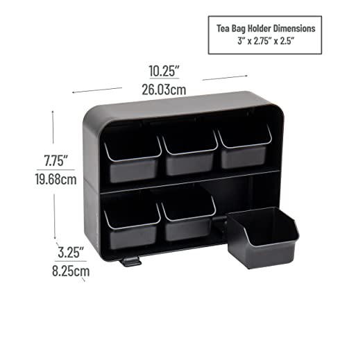 Mind Reader 6 Drawer Tea Bag Holder and Organizer, Black