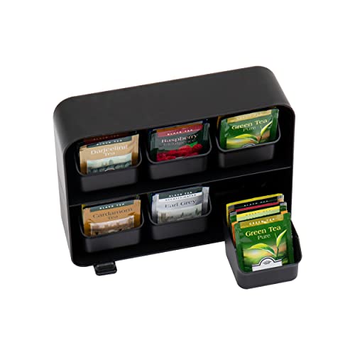 Mind Reader 6 Drawer Tea Bag Holder and Organizer, Black