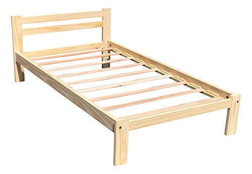 Amazonas Twin-XL Bed Solid Pine Wooden Single Bed Unfinished with Hardwood Slats Support Suitable for Boys Girls Kids Bedroom Wooden Bed Frame Single Bed Ready to Finish