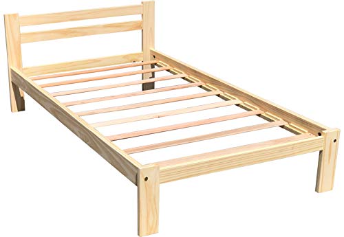 Amazonas Twin-XL Bed Solid Pine Wooden Single Bed Unfinished with Hardwood Slats Support Suitable for Boys Girls Kids Bedroom Wooden Bed Frame Single Bed Ready to Finish