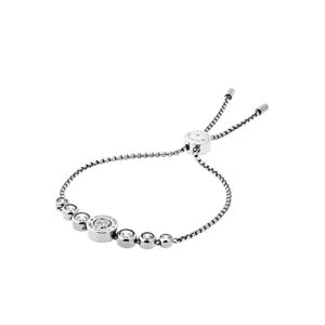 michael kors logo silver-tone and jet set crystal slider bangle bracelet