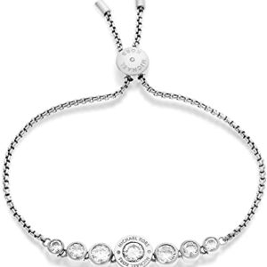 Michael Kors Logo Silver-Tone and Jet Set Crystal Slider Bangle Bracelet