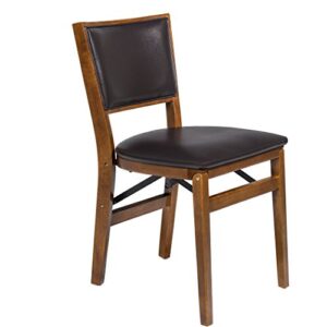 meco stakmore retro upholstered back folding chair fruitwood finish, set of 2