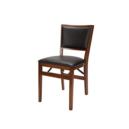 Meco STAKMORE Retro Upholstered Back Folding Chair Fruitwood Finish, Set of 2