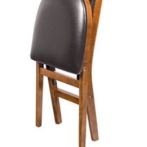 Meco STAKMORE Retro Upholstered Back Folding Chair Fruitwood Finish, Set of 2