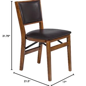 Meco STAKMORE Retro Upholstered Back Folding Chair Fruitwood Finish, Set of 2