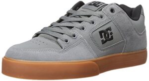 dc men's pure low top casual skate shoe, grey/gum, 11 m us