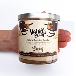 Vanilla Bean Scented Natural Soy Candle, Essential Fragrance Oils, 100% Soy, Phthalate & Paraben Free, Clean Burning, 9 Oz.