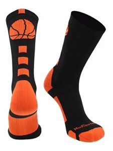 madsportsstuff basketball logo athletic crew socks, medium - black/orange
