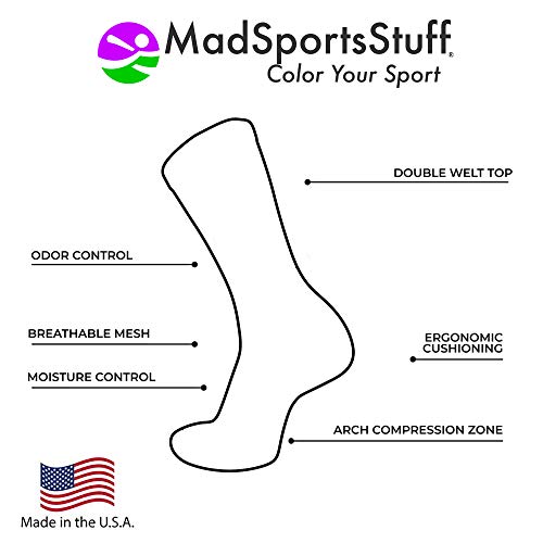 MadSportsStuff Basketball Logo Athletic Crew Socks, Medium - Black/Orange