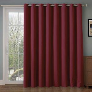 rhf wide thermal blackout patio door curtain panel, sliding door insulated curtains,thermal curtains,grommet curtains, extra wide curtains, curtains for sliding glass door:100w by 84l inches- burgundy