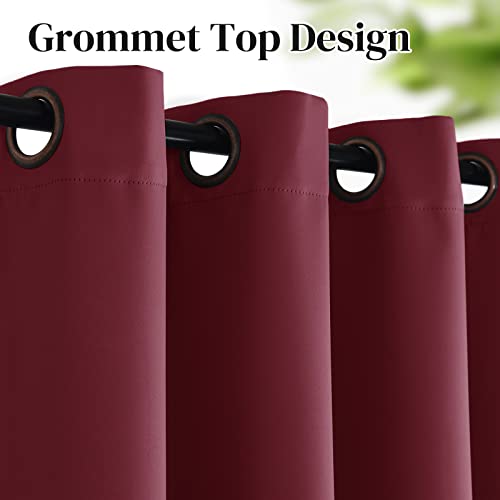 RHF Wide Thermal Blackout Patio Door Curtain Panel, Sliding Door Insulated Curtains,Thermal Curtains,Grommet Curtains, Extra Wide Curtains, Curtains for Sliding Glass Door:100W by 84L Inches- Burgundy