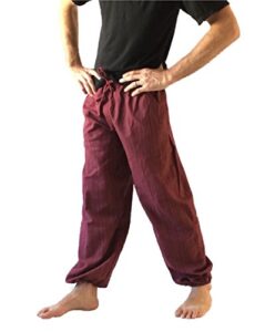 baggy pants men's one size cotton harem pants hippie boho trousers (red)