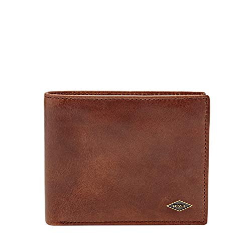 Fossil Men's Ryan Leather RFID-Blocking Bifold with Coin Pocket Wallet, Dark Brown, (Model: ML3736201)