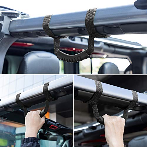 4 x Roll Bar Grab Handles Grip Handle for Jeep Wrangler YJ TJ JK JKU JL JLU Sports Sahara Freedom Rubicon X & Unlimited 1955-2021 2022 (Black)