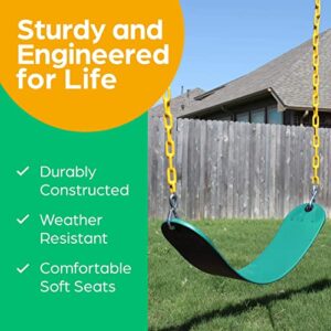 Jungle Gym Kingdom Swing for Outdoor Swing Set - Pack of 1 Swing Seat Replacement Kit with Heavy Duty Chains - Backyard Swingset Playground Accessories for Kids (Green)