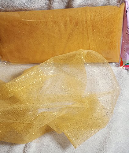 54" Inch X 10 Yards Premium Glitter Tulle Fabric Bolt (Gold)